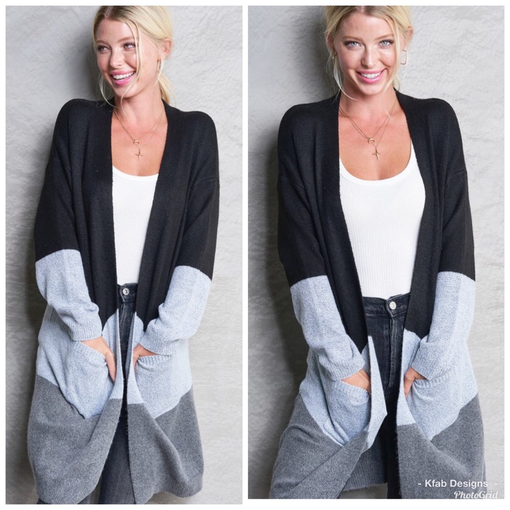 ❤️NEW Perfect Longline Color Block Pocket Cardigan - Picture 5 of 7